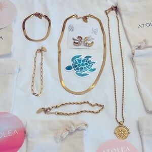 Gold waterproof jewelry by Atolea selling as a set
